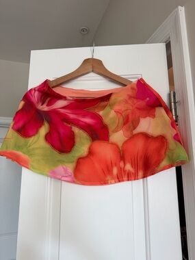 White Fox Boutique Floral Mini Skirt in Pink, Orange, Green
